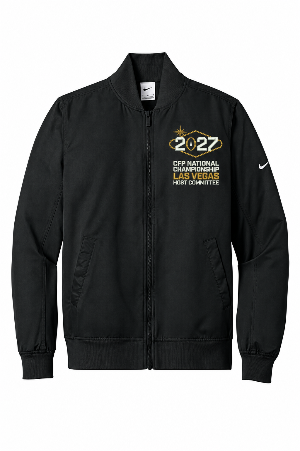 CFP HC 2027 Nike Women's Bomber Jacket — Black embroidery mockup