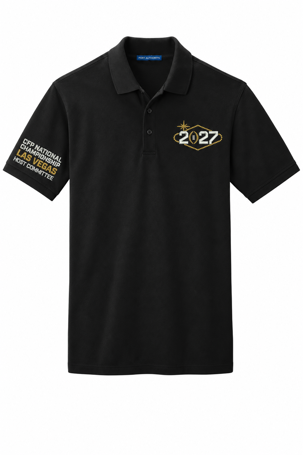 CFP HC 2027 Port Authority Men's EZCotton Polo — Black embroidery mockup