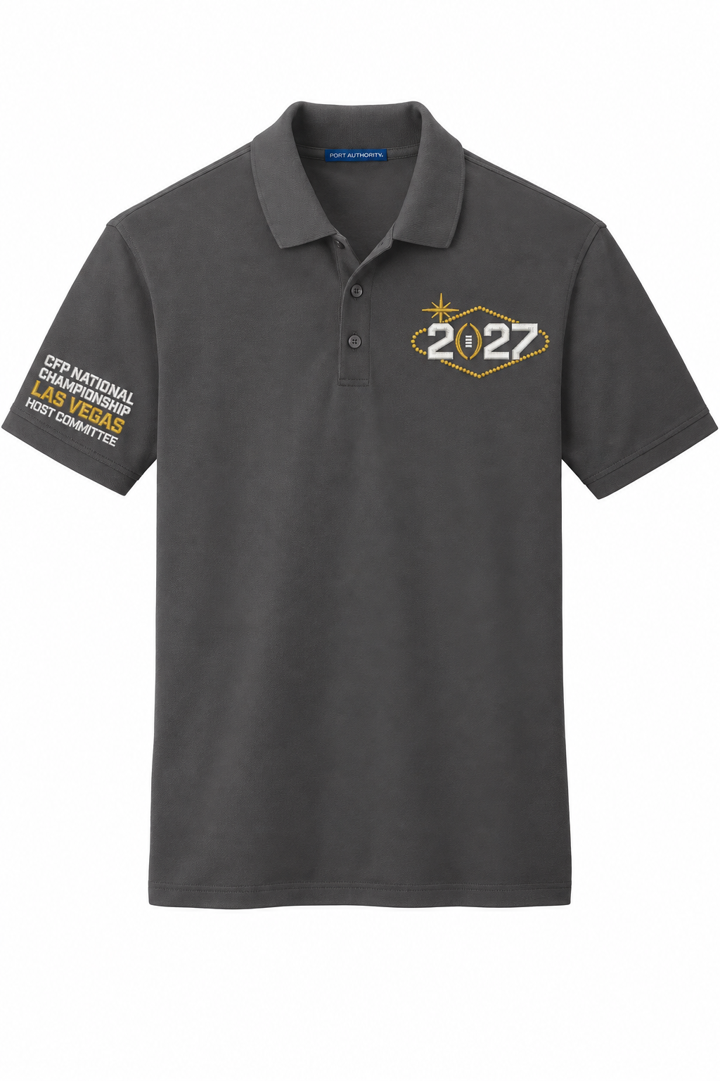 CFP HC 2027 Port Authority Men's EZCotton Polo — Sterling Grey embroidery mockup