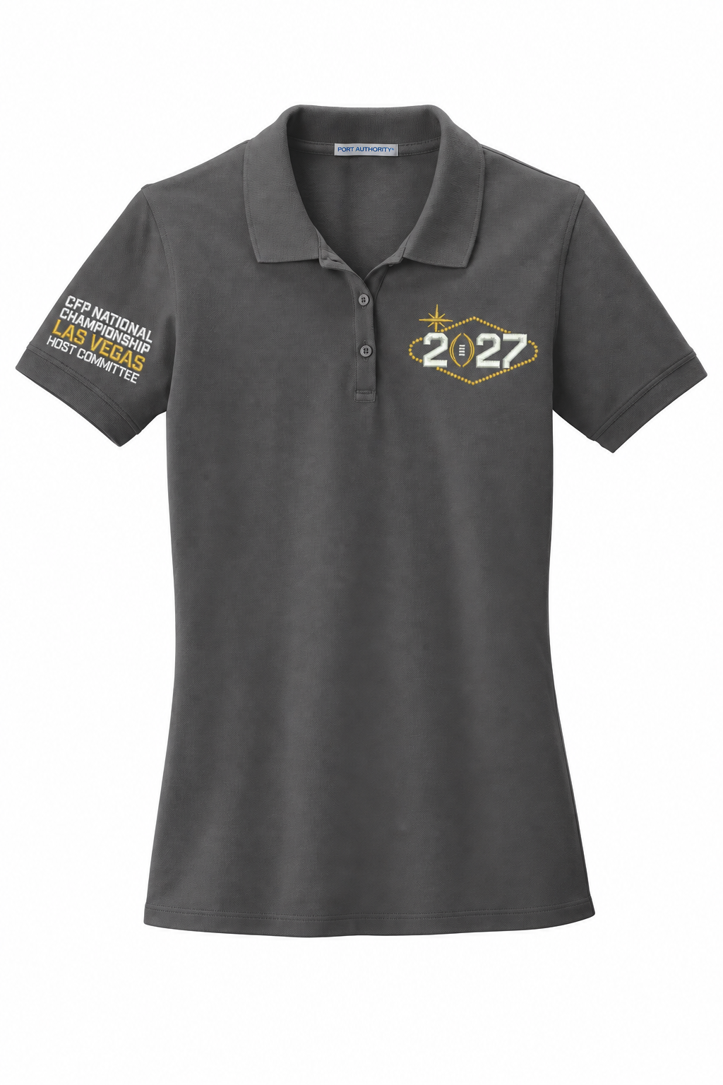 CFP HC 2027 Port Authority Women's EZCotton Polo — Sterling Grey embroidery mockup