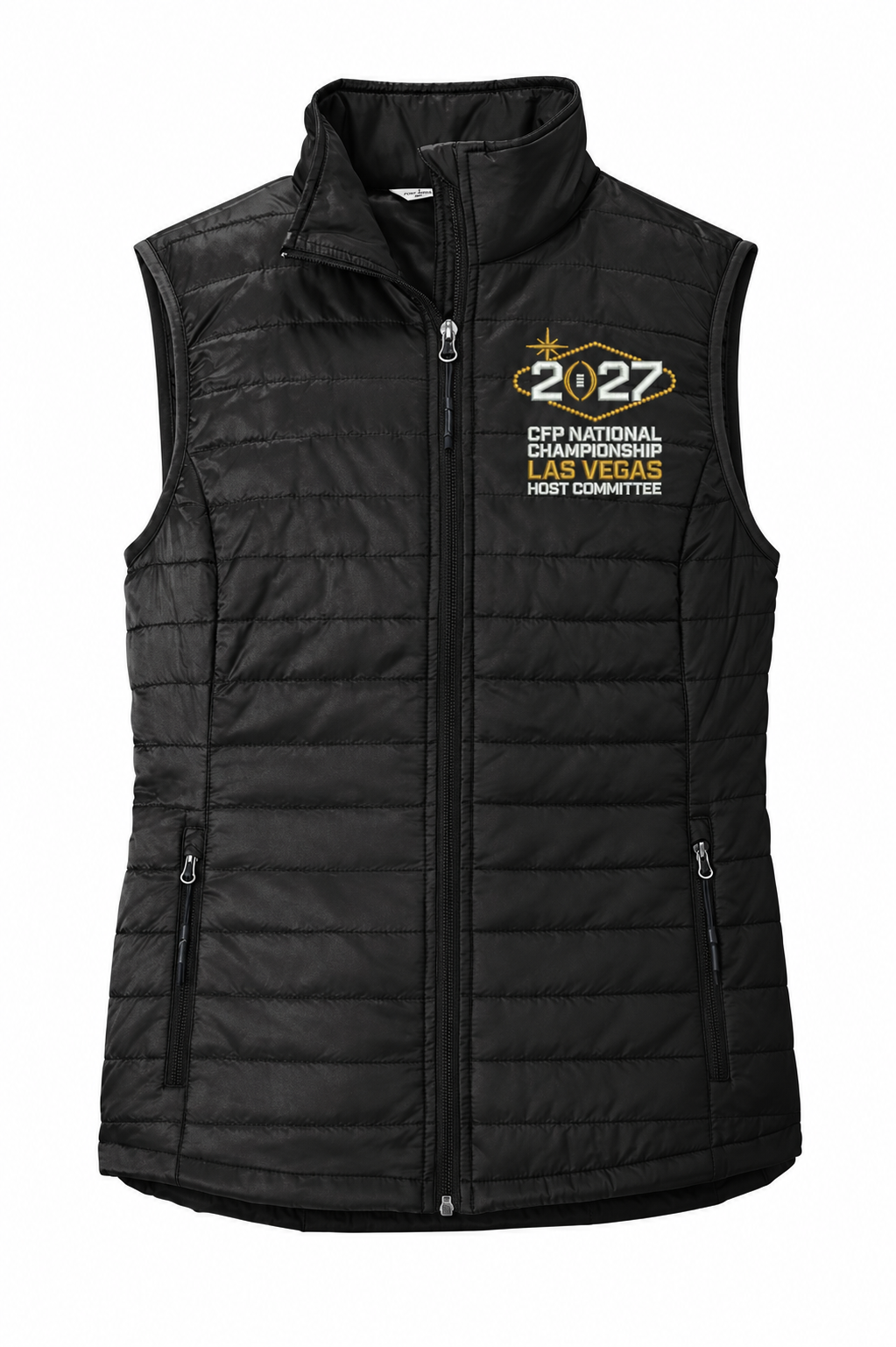CFP HC 2027 Port Authority Women's Puffy Vest — Deep Black embroidery mockup